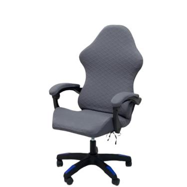 Imagem de Conjunto de capa de cadeira de jogos com capas de apoio de braço, capa elástica de jacquard, 1 capa de ajuste de forma e capas de braços de cadeira incluídas (sem cadeira (cinza escuro)