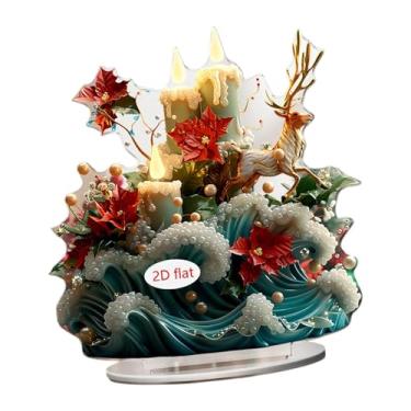 Imagem de XLWLLNJ Decoração de casa com tema de praga de Natal 2D com base de arte em acrílico para estante, armário, mesa central, sala de estar, 18.6 Cm de Largura