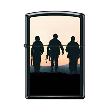 Imagem de Zippo Isqueiro - Isqueiro Soldiers at Sunset Silhouette preto fosco à prova de vento #Z5147