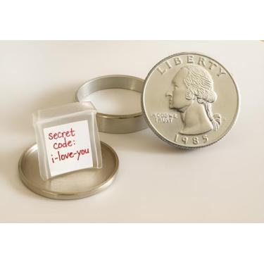 Imagem de SAFEMoeda secreta, compartimento oculto para truques de mágica, pegadinhas e armazenamento de pequenas notas, disfarce realista com mini saquinho para mensagens