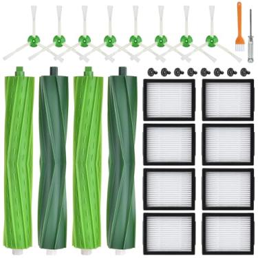 Imagem de APZOVO Pacote com 18 peças de reposição acessórios compatíveis com iRobot Roomba i7 i7+ i3 i3+ i4 i4+ i5 i5+ i6 i6+ i8 i8+ E5 E6 E7 j6 j6+ j7 j7+ Combo i5 i5+ j5 j5+, 4 rolos de borracha 8 filtros 8