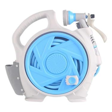 Imagem de Ｂｅｓｇａ Conjunto de carretel de mangueira de jardim, carrinho de água, conjunto prático de mini carretel de mangueira para economia de espaço, mangueiras de, Azul