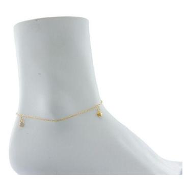 Imagem de Tornozeleira Cadeado 23 Cm Ouro 18k 750 Quatro Pingentes - JOIE JOIAS 