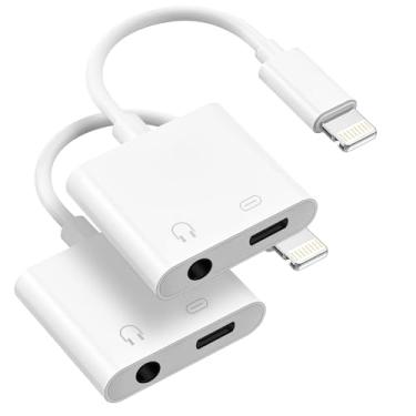 Imagem de Untvie [Apple MFi Certified] 2 Pack Lightning to 3.5mm Headphone Jack Adapter, 2 in 1 Headphone Adapter Aux Audio and Charger Adapter Dongle Cable Splitter Compatible with iPhone14/13/12/