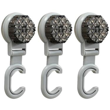 Imagem de 3 ganchos de esfregão com ventosa para chuveiro - suporte de vassoura montado na parede, sem broca, ganchos removíveis e reutilizáveis para ferramentas de limpeza, toalhas e muito mais (cinza)