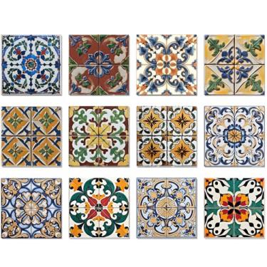 Imagem de VIRANDA 12 peças de adesivos de azulejo descascar e colar Backsplash de cozinha (15 x 15 cm) decalques autoadesivos de parede de banheiro papel de parede removível decorativo DIY decoração de casa