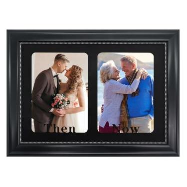 Imagem de GMFrames Porta-retrato Then and Now, moldura dupla de 12 x 18 cm para presentes de formatura, decoração de festa de formatura e aniversário de casamento