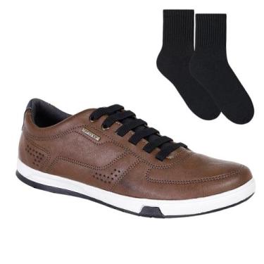 Imagem de Kit Sapatênis Pegada Element Masculino + Par de Meia, Marrom, 41