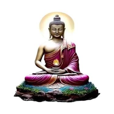 Imagem de Pintura Em Tela De Buda Com Flores Arte De Parede Escultura Budista Pô