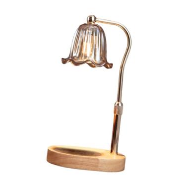 Imagem de IEUDNS Lâmpada de aquecimento de velas Lâmpada de derretimento de velas com base de madeira Aquecedor elétrico de cera derretida Derretedor de para mesa Arte, Escurecimento Temporizado