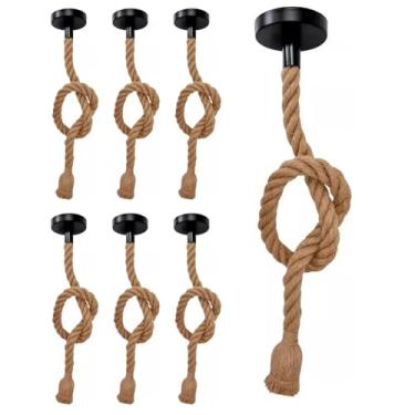 Imagem de Kit 7x Pendente Corda Retrô Vintage Rústico 1,5 Metros E27