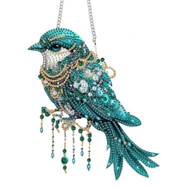 Imagem de Bimkole Kit de pendurar arte diamante pássaro para adultos, DIY animais 5D pintura arte diamante pingente de janela, enfeite de pendurar arte de cristal acrílico para parede, casa, jardim, decoração