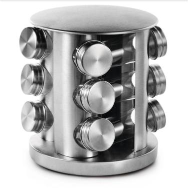 Imagem de Porta Condimentos 12 Peças Base Giratória Inox - Mimo