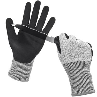 Imagem de Ainiv 2 pares de luvas de trabalho de segurança, revestidas com nitrilo preto, homens e mulheres, antiderrapante, nível 5, resistente a cortes, jardinagem, pesca (G)