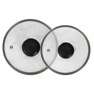 Imagem de Conjunto 2 Tampas De Vidro Para Panela Frigideira Com Puxador - 28cm &