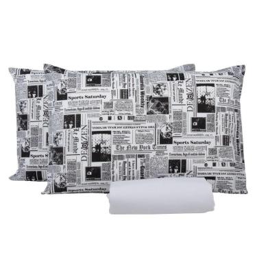 Imagem de Jogo De Lençol Cama Viúva 100% Algodão 150 Fios 3 Pçs Preto