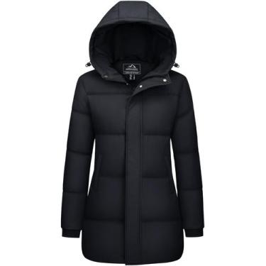 Imagem de Jaqueta acolchoada feminina MAGCOMSEN, comprida, preta, de inverno, S