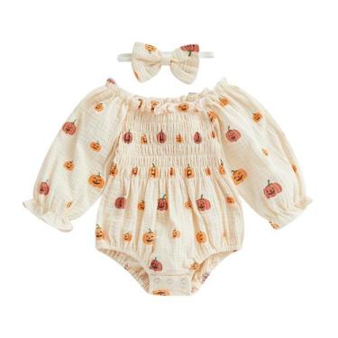 Imagem de Roupa de Halloween para menina Farrubbyine8 Pumpkin Romper 12-18M