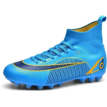 Imagem de Tênis de futebol masculinos de futebol com pontas longas, couro e borr