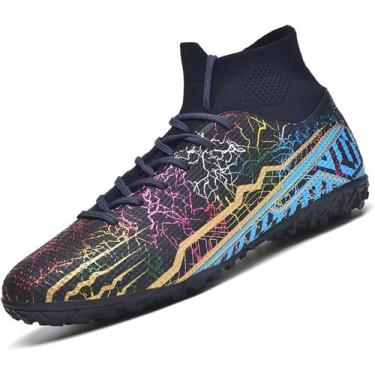 Imagem de Tênis de futebol masculinos de futebol com pontas longas, couro e borr