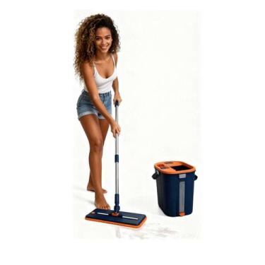 Imagem de Esfregão Mop Premium Com Balde Divisor De Água Limpa E Suja - telintec