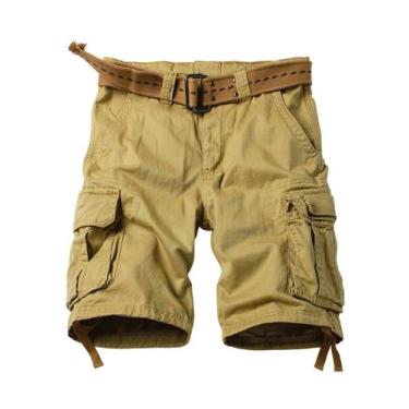 Imagem de Shorts cargo AKHIKING Camo para homens, algodão, outdoor, cáqui 36