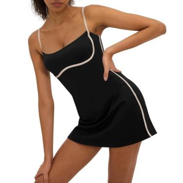 Imagem de Vestido de tênis feminino AMTOSS com shorts embutidos sem mangas