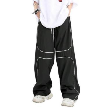 Imagem de Calça cargo ZAFUL Y2K Contrast Piping Drawstring Black XL