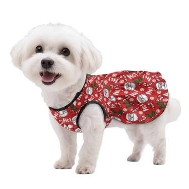 Imagem de KEIAHUAN Vestido de Natal para cachorro, saia vermelha fofa, fantasia de Natal para meninas e cachorros, vestidos engraçados, roupas quentes de animais, Papai Noel