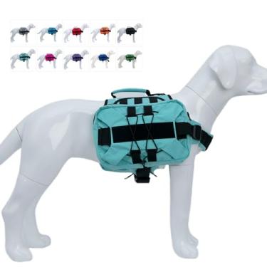 Imagem de Mochila grande para cães, bolsa de sela para cães com bolsos laterais para cães pequenos, médios e grandes, pacote tático ajustável para caminhadas, viagens, acampamento, treinamento, turquesa G