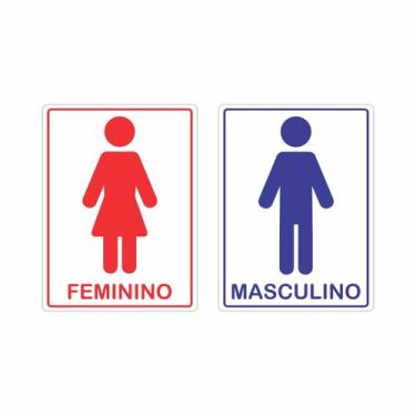 Imagem de Kit Placa De Identificação Para Banheiro Masculino E Feminino - Visual
