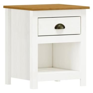 Imagem de Mesa De Cabeceira 1 Gaveta Madeira Maciça Mazzaro F06 Branco Freijó - Lyam Decor