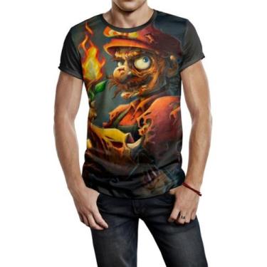 Imagem de Camiseta Masculina Mario Bros Super Mario Zombie Ref:309 - smoke, Pret