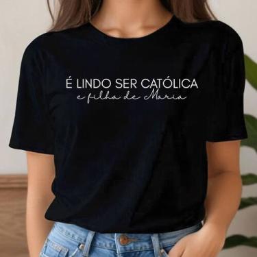 Imagem de Camiseta Camisa T Shirt Filha de Maria Católica Cristã Jesus Mãe de Je
