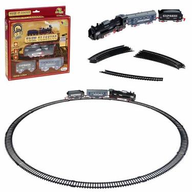Imagem de Trem Clássico Elétrico Infantil Com 13 Peças Trilhos Luzes Som Brinque