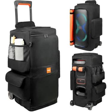 Imagem de LEFOR·Z Capa de alto-falante compatível com JBL PartyBox 320, bolsa de armazenamento portátil para alto-falante compatível com JBL PartyBox 310 para viagens ao ar livre, preto + laranja, apenas capa