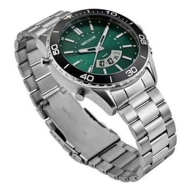 Imagem de Relógio Seculus Masculino Anadigi Verde Esporte 44270g0svna5 Prateado Preto Verde-Masculino