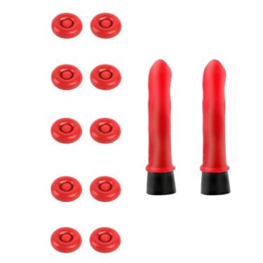 Imagem de GBSTORE 12 peças de tampas de vedação de látex de tubo de calafetagem de ajuste universal, seladora de capa protetora de calafetagem para vedação e preservação do tubo de calafetagem aberto (vermelho)