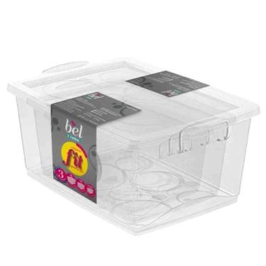 Imagem de Conjunto 3 Caixas Organizadoras Plásticas Com Trava Ordene Bel Fit Tra
