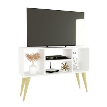 Imagem de Rack TV | Móvel para TV até 40 Polegadas | Estilo Noruega Retro Moderno (Branco)