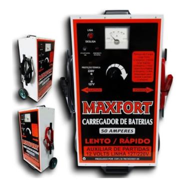 Imagem de Carregador De Bateria 50a 110/220v Com Auxiliar De Partidas