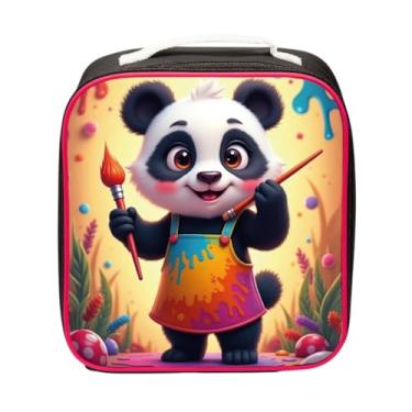 Imagem de Lancheira Infantil Isotérmica Bolsa Térmica Escolar Grande e Resistente Menina Panda
