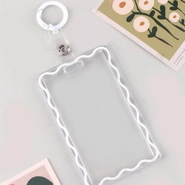 Imagem de Porta-cartões e 1 chaveiro transparente criativo acrílico porta-cartão de refeição capa protetora porta-chaves, Branco, Prático