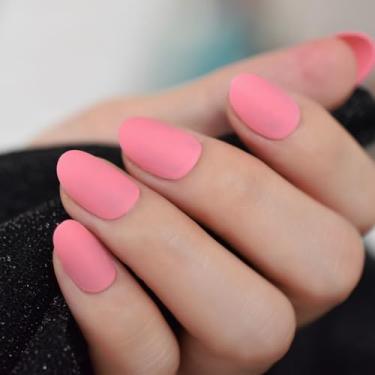 Imagem de Unhas falsas foscas rosa profundas Coreia pontas curtas de acrílico fosco estilo fosco salão de beleza produtos profissionais