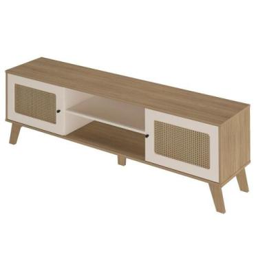 Imagem de Rack Bancada Para Tv 75 Polegadas 180 Cm 4525 Carvalho Off White Arly 