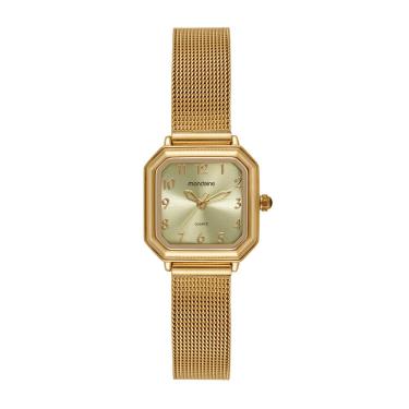 Imagem de Relogio Mondaine Feminino Ref: 32982lpmvde1 Retangular Mesh Dourado