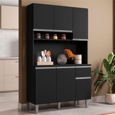 Imagem de Armário Cozinha Millan Preto 6 Portas