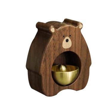 Imagem de Bothyi Campainha de madeira para lojistas, sino para abertura de porta, enfeite de campainha antigo fofo para guarda-roupa de quintal, decoração de jardim, Madeira de Nogueira