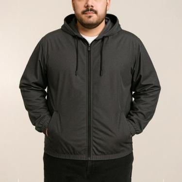 Imagem de Jaqueta Corta Vento Masculina Plus Size G1 ao G4 Com Capuz Zíper Leve 