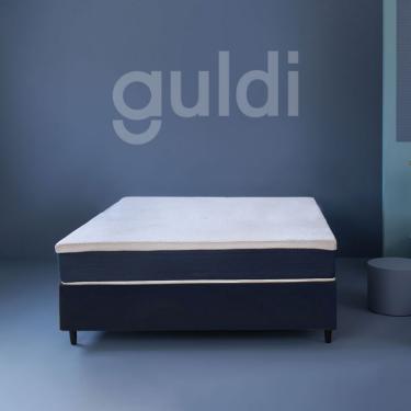 Imagem de Cama Box Casal com Colchão Mola Ensacada Guldi Firme Branco e Azul